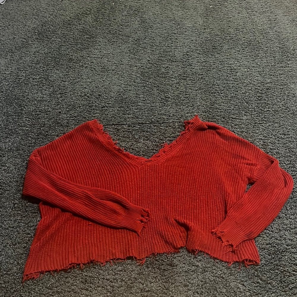 Dark maroon distressed sweater size medium